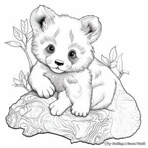 Endearing Red Panda Cub with Mother Coloring Pages 4