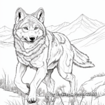 Energetic Grey Wolf Hunting Coloring Pages 1