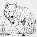 Energetic Grey Wolf Hunting Coloring Pages 2