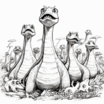 Enjoyable Herd of Hadrosaurs Coloring Pages 2