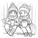 Enjoying Hot Cocoa on a Rainy Day: Indoor Scene Coloring Pages 1