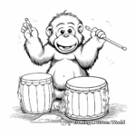 Entertaining Gorilla Playing Drum Coloring Pages 1