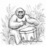 Entertaining Gorilla Playing Drum Coloring Pages 4