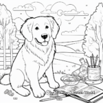 Everyday Life of Golden Retrievers Coloring Pages 1