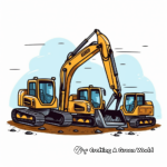Excavator Family Coloring Pages: Loader, Bulldozer, and Dump Truck 2