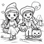 Exciting Halloween Night Trick or Treat Coloring Pages 1