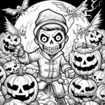 Exciting Halloween Night Trick or Treat Coloring Pages 2