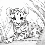 Exotic Clouded Leopard With Foliage Background Coloring Sheets 3