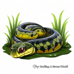 Exotic green anaconda swimming coloring pages 4