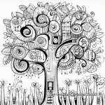 Exotic Jungle Rainforest Tree Coloring Pages 1