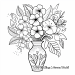 Exotic Tropical Flowers in a Vase Coloring Pages 3