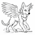 Exotic Tropical Winged Wolf Coloring Sheets 1