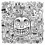 Expressive Emotion-Theme Doodle Coloring Pages 4