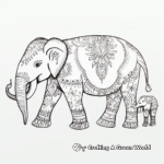 Expressive Henna Elephant Parade Coloring Pages 1