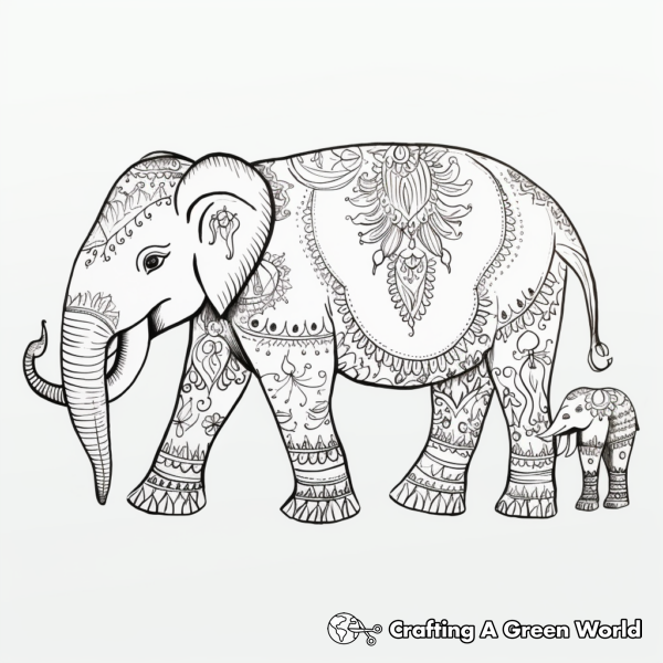 Henna Elephant Coloring Pages - Free &amp; Printable!