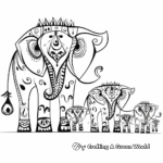 Expressive Henna Elephant Parade Coloring Pages 2