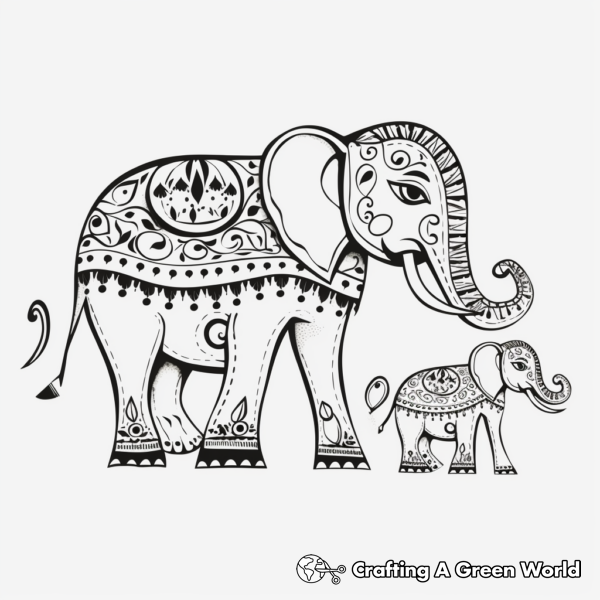 Henna Elephant Coloring Pages - Free &amp; Printable!