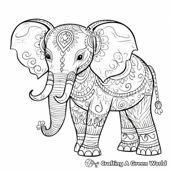 Henna Elephant Coloring Pages - Free &amp; Printable!