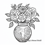 Exquisite Rose Vase Coloring Pages 1