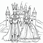 Extravagant Unicorn King and Queen in Castle Coloring Pages 1