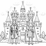 Extravagant Unicorn King and Queen in Castle Coloring Pages 3