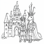 Extravagant Unicorn King and Queen in Castle Coloring Pages 4