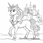 Fairy tale Unicorn with a Rainbow in the Background Coloring Pages 1