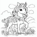 Fairy tale Unicorn with a Rainbow in the Background Coloring Pages 3