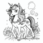 Fairy tale Unicorn with a Rainbow in the Background Coloring Pages 4