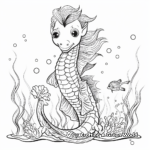 Fairytale Unicorn Seahorse Coloring Pages for Children 1