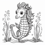 Fairytale Unicorn Seahorse Coloring Pages for Children 3