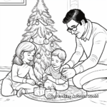 Family Decorating Christmas Tree Coloring Pages 1