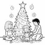 Family Decorating Christmas Tree Coloring Pages 2