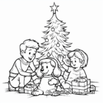 Family Decorating Christmas Tree Coloring Pages 4
