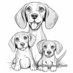 Family of Beagles Coloring Page 2