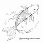 Fancy Long-Finned Koi Fish Coloring Pages 2