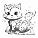 Fancy Mermaid Cat Coloring Pages 1