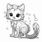 Fancy Mermaid Cat Coloring Pages 2