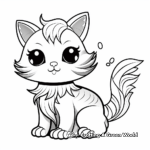 Fancy Mermaid Cat Coloring Pages 3