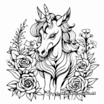 Fancy Unicorn in a Garden of Roses Coloring Pages 3