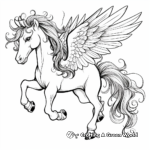 Fancy Unicorn Pegasus with Elegant Mane Coloring Pages 3