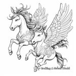 Fantastical Pair of Flying Unicorns Coloring Pages 1