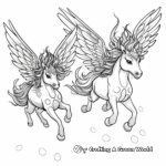 Fantastical Pair of Flying Unicorns Coloring Pages 2
