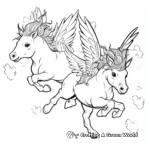 Fantastical Pair of Flying Unicorns Coloring Pages 3