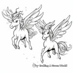 Fantastical Pair of Flying Unicorns Coloring Pages 4