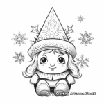 Fantasy Christmas Gnome with Magical Snowflakes Coloring Pages 1