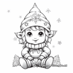 Fantasy Christmas Gnome with Magical Snowflakes Coloring Pages 3