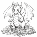Fantasy Dragon Guarding Gold Coin Hoard Coloring Pages 1