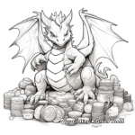 Fantasy Dragon Guarding Gold Coin Hoard Coloring Pages 3