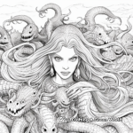 Fantasy Kraken and Mermaids Coloring Pages 1